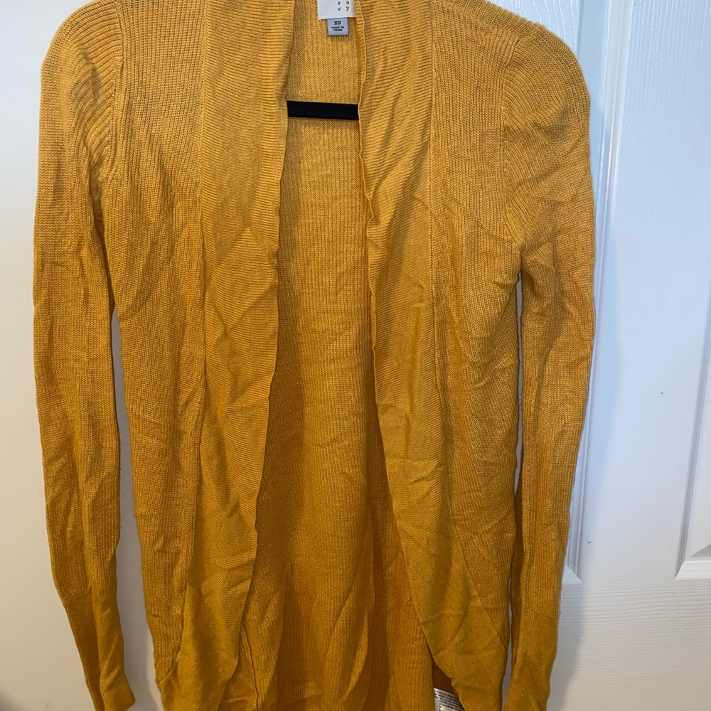 Yellow Open-Front Cardigan Sweater